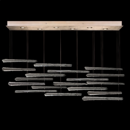 Fine Art Lamps Elevate Linear Chandelier, Glass Spire, 6-Light, LED, Ebony Stardust, Gold Leaf Canopy, 59"W (895140 895140-241ST